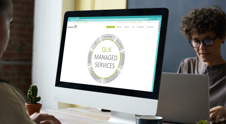 Grafik von Qlik Managed Services. Bestehend aus Qlik Support, Qlik Hosting, Qlik Betriebsmanagement, Qlik Schulungs- und Einführungspaket. Qlik Performancemanagement, Qlik Incident Management und Saas.