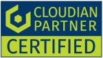 Blau-gelbes Partnerlogo von Cloudian Partner Certified