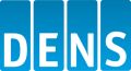 Logo blaue Kästen mit weißer Schrift DENS