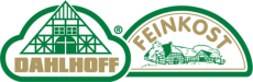 Das Logo zeigt ein grünes Bauernhaus mit dem Schriftzug DAHLHOFF Feinkost.