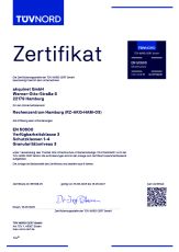 Zertifikat TÜV Nord - Rechenzentrum Victoria Park (RZ-AKQ-HAM-03) - EN50600