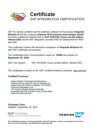 Certificate SAP bRotobts 5.4. with SAP - 2026