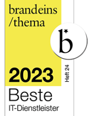AKQUINET freut sich über die Brand Eins Auszeichnung - Bester IT-Dienstleister 2023.