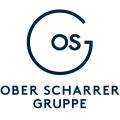 Dunkelblauer Schriftzug Ober Scharrer Gruppe.
