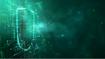 Das digitale Schutzschild-Symbol steht als Metapher für Datensicherheit.