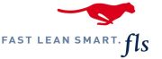 Grey dark blue partner logo - Fast Lean Smart - fls with a red running cougar