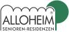 Schwarzer Schriftzug mit einem grünen simplen Baum hinter dem Logo Alloheim Senioren-Residenzen