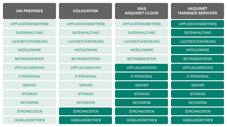 Tabellarische Darstellung der Managed Services