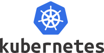 Black partner logo of kubernetes with a blue and white steering wheel