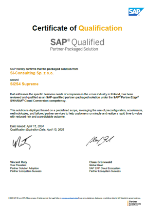 Zertifikat SAP Partner Package Solution - Akquinet 2026