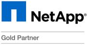 Blau-schwarzes Partnerlogo von NetApp Gold Partner