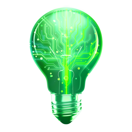 A glowing light bulb symbolizing innovation and new ideas in the context of artificial intelligence and its importance for businesses.