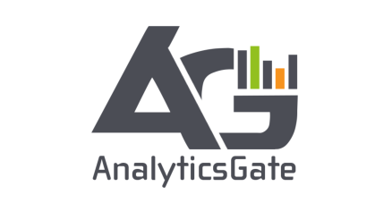 Schwarz-grün-oranges Partnerlogo von AnalyticsGate