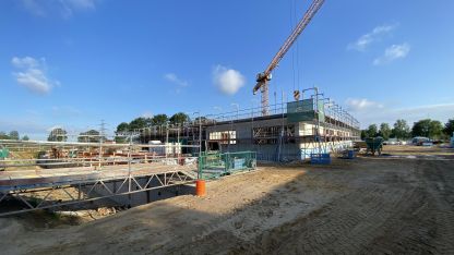 Blick auf das Rechenzentrum Victoria Park in Hamburg Rahlstedt - Entstehung des Obergeschosses.