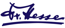 Blue handwritten lettering Dr. Hesse.