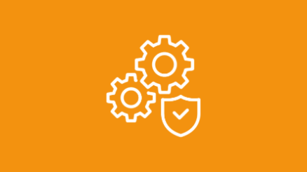 Icon mit Zahnrad, das Integration und Authentifizierung widerspiegelt.