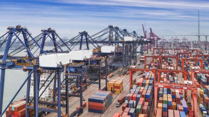 Container-Terminal at harbour