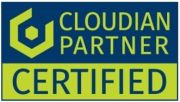 Blau-gelbes Partnerlogo von Cloudian Partner Certified