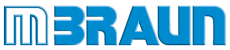Blue logo lettering M BRAUN