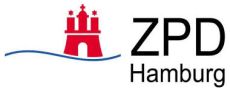 Logo rotes Hamburg Wappen mit schwarzem Schriftzug ZPD Hamburg