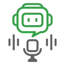 Symbol von einem Männchen als Sprechblase und Mikrofon.