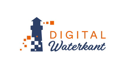 Orange-blaues Partnerlogo von Digital Waterkant mit Leuchtturm