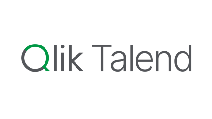 Schriftzug mit einem halb-grauem und halb-grünem "Q", welcher insgesamt "Qlik Talend" lautet.