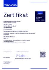 Zertifikat 2025 - TÜV Nord Group - RZ AKQ HAM 03 - TSI.Standard V4.6 - Level 4