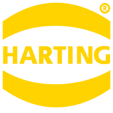 Yellow logo with lettering HARTING