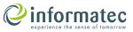 Hellgrün-blaues Partnerlogo von informatec experience the sense of tomorrow