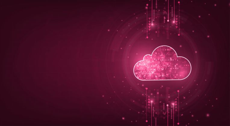 Eine gezeichnete Cloud auf einem dunklen Hintergrund.