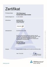 Zertifikat Sustainable Data Center 2023 - AKQUINET