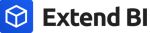 Blau-schwarzes Partnerlogo von Extend BI mit Würfel als Symbol