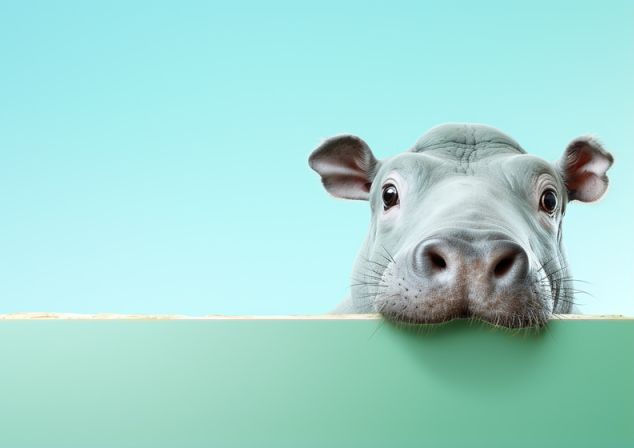 Ein Nilpferd schaut über eine Mauer. Anstatt sich mit Ablenkungen zu befassen, ermöglicht MS Fabric die Konsolidierung Ihrer Unternehmensdaten, sodass Copilot maßgeschneiderte PowerPoint-Präsentationen über Ihre Umsätze des letzten Monats erstellen kann.