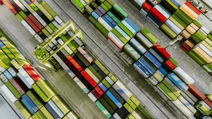 View of a container terminal from above