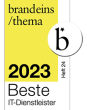 AKQUINET freut sich über die Brand Eins Auszeichnung - Bester IT-Dienstleister 2023.