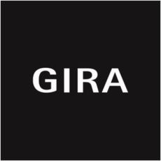 White font GIRA on black square.