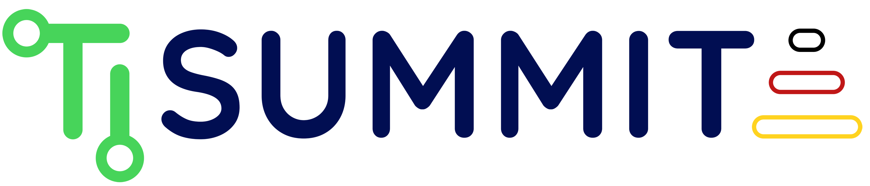 Logo mit blauer Schrift und grünem Icon